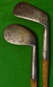 2x unusual irons to incl broad sole "Bunker Mashie" by James Gourlay and a near circular "Niblic"