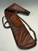 Good quality Gunmark full leather gun sleeve c/w carrying handle and sling and pocket - green felt