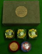 3x Dunlop Warwick wrapped recessed golf balls - in the original green paper/cellophane wrappers with