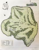 Augusta National Golf Club signed hand coloured ltd ed course plan No. 250/500 signed by the