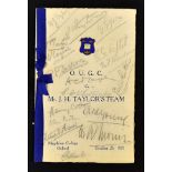 Rare 1929 Oxford University Golf Club vs Mr J.H Taylor's Team signed dinner menu - signed on the