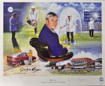 Dickie Bird Signed Cricket Print 'Memories' 'A Tribute to Harold 'Dickie' Bird MBE', signed by the