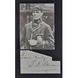 Sydney Barnes Signed Cutting a paper cutting inscribed in ink 'Yours Truly S. F. Barnes', together