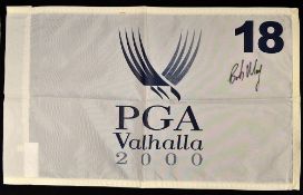 2000 U.S PGA Golf Championship pin flag signed by Bob May runner up to Tiger Woods after sudden