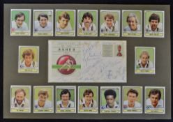 1982 Centenary of The Ashes Signed First Day Cover with 16 signatures surrounded by Trade Cards