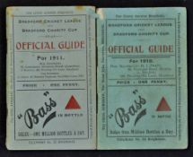 1910 and 1911 Bradford Cricket League and Charity Cup Official Guides small handbooks with