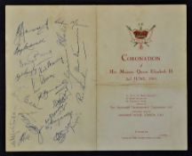 1953 Australia Tour of England Signed Menu with players such as Hassett, Lindwall, Morris, Hole,