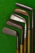 5x assorted putters incl W Ritchie ridge back straight blade, Spalding shallow elongated curved back