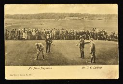 Early St Andrews golfing postcard showing Mr Mure Fergusson and J.E Laidlay putting out on the