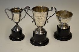 3x 1950's Handsworth Golf Club silver trophies - with Birmingham silver hallmarks incl. The
