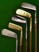 5x Assorted Clean Polished Putters including an exaggerated Maxwell Goose neck blade, another