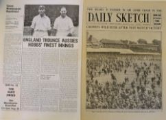1926 The Daily Sketch Newspaper 'England Win Back The Ashes' Thursday August 19th No.31 a large