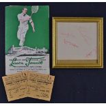 1935 Lawn Tennis Programme and Tickets The World's Professional Indoor Tennis Championship Singles
