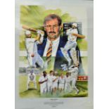 Signed Graham Gooch Cricket Print a colour print by J. Dunne signed by both artist and player