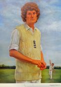 Signed Theodore Ramos Cricketer Series Prints includes Mike Brearley, Bob Willis and A. Knott,