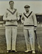 W.M. Woodfull Signed Cricket Photograph pictured with A.P.F. Chapman signed by Woodfull to the