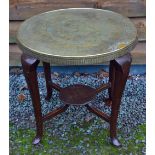 Tennis an interesting brass topped sporting table early 20th Century circular design with