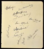 Australia Cricket team signed album page from 1930's to incl several Bodyline players notably