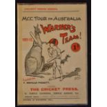 1911/12 M.C.C. Tour in Australia Cricket Press Series Booklet 'Warner's Team!' edited by F.