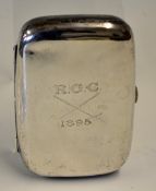 Fine 1895 Reigate Golf Club silver cigar case - hallmarked Birmingham 1892 and engraved with crossed