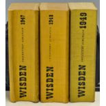 1947 - 1949 Wisden Cricketers Almanack all edited by Hubert Preston soft back editions some age
