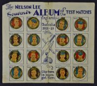 Rare 1928-29 The Nelson Lee Souvenir Album of the Test Matches Tin Badge Collection featuring