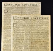 2x 1783 The Edinburgh Advertiser Newspapers - Golf Announcements June, see p. 357 and 397 col.1