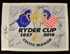 2010 Ryder Cup Celtic Manor signed pin flag - signed by all 14 European players to incl Colin