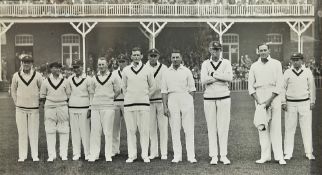 1936 Australian Team at Scarborough Press Photograph stamped Walker to the reverse against H.D.G.