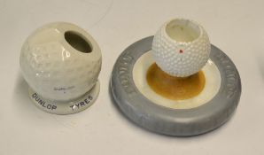 2x Early Dunlop Advertising Golfing ceramics to incl Red Dot bramble golf ball ceramic match