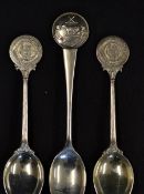 3x interesting Golf Club silver teaspoons from the 1920/30's to incl Buxton and High Peak G.C