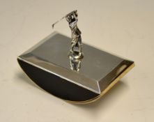 1926 Silver hallmarked blotter mounted with a silver plated lady golfer - overall 4.25 x 2.75" x 3.