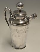 Fine 1927 Meriden Silver Plate Co Conn silver plated engraved golfing patent cocktail shaker -