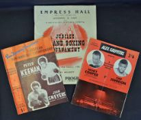 Boxing 1950 Jubilee Grand Boxing Tournament Programme at Empress Hall, together with 1952 Peter