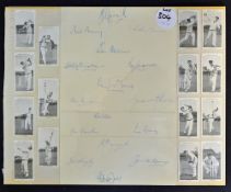 1953 Australian Autograph Display with Morning Foods trade Cards either side, autographs include