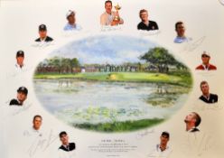 2002 Ryder Cup Golf European signed interesting colour print - ltd ed depicting the captain and