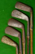 5x Assorted Irons to include an Ernest Gray No12 mashie, a Tom Harrower deep faced mashie, a