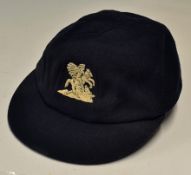 Geoffrey Boycott M.C.C. Cricket Touring Cap in dark blue with raised embroidered white emblem of