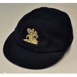 Geoffrey Boycott M.C.C. Cricket Touring Cap in dark blue with raised embroidered white emblem of