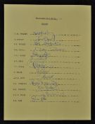 1977 Headingley Test Match England Cricket Team Signed Sheet features Brearley, Boycott, Woolmer,