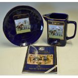 Commemorative 1999 Grand National 'Bobbyjo' Water Jug and Plate limited edition, blue with gold