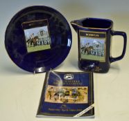 Commemorative 1999 Grand National 'Bobbyjo' Water Jug and Plate limited edition, blue with gold