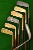 7x Assorted Putters to include 4x brass blade putters by Anderson, Forgan, and Nicolson of