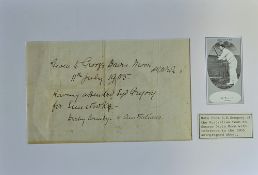 Rare Australian Cricket Team in England 1905 Signed Page an autographed sheet of the 1905 Australian