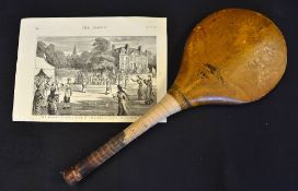 1878 Stoolball Match woodcut lithograph magazine extract - from "The Graphic" titled "The Ancient