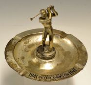 1940's American Golfing Presentation Award ashtray - mounted with a golfing figure c/w plaque