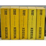 1951 - 1955 Wisden Cricketers Almanacks with 1951 edited by Hubert Preston the remaining edited by
