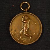 Early bronze golfing medal - embossed on the obverse with the Victorian golfing figure,