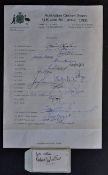 1981 Australian Cricket Team Tour of UK and Sri Lanka Signed Team Sheet includes players such as