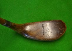 R. Simpson Carnoustie light stained beech wood mallet socket head putter - c/w shaft stamp below the